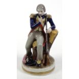 Military interest hand painted Continental porcelain model of a soldier, 20cm high Generally good