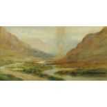 Alec Williams RHA - Watercolour of Dhulough, Killery Bay, mounted and gilt framed, 37cm x 19cm