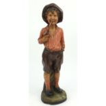 Vintage plaster figure of a boy smoking a pipe, 58cm high