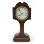 Edwardian inlaid mahogany shaped mantel clock, 29cm high