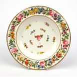 Nantgarw porcelain dish hand painted with flowers, 21cm diameter Generally good condition, no
