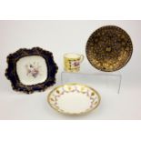 Royal Crown Derby jewelled porcelain cabinet plate decorated with flowers, Minton floral porcelain