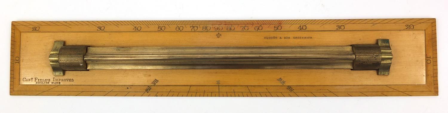 Captain Field's Improved wooden and brass rolling ruler, Hudson & Sons, Greenwich, housed in a - Image 3 of 8