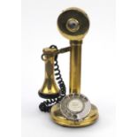 Brass stick telephone, 33cm high