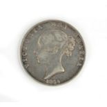 Victorian 1850 silver half crown, 3.3cm diameter