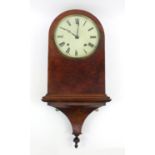 Walnut wall mounted bracket shaped clock with painted dial, 68cm long