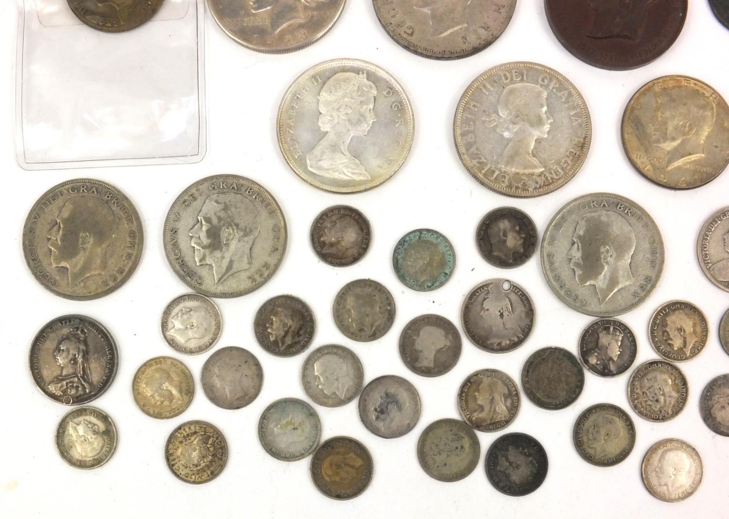 Group of antique and later coinage including some silver examples - half crowns, sixpences, Canadian - Image 2 of 17