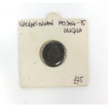 Siliqua Valentinian AD364-75 Roman coin, 2cm diameter