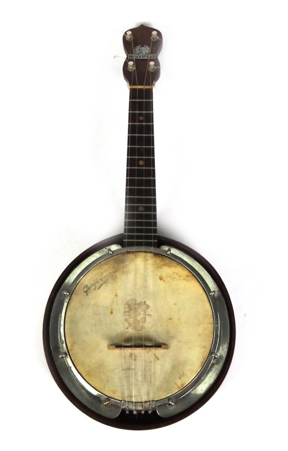 George Formby banjo, numbered 4508 to back, 56cm long