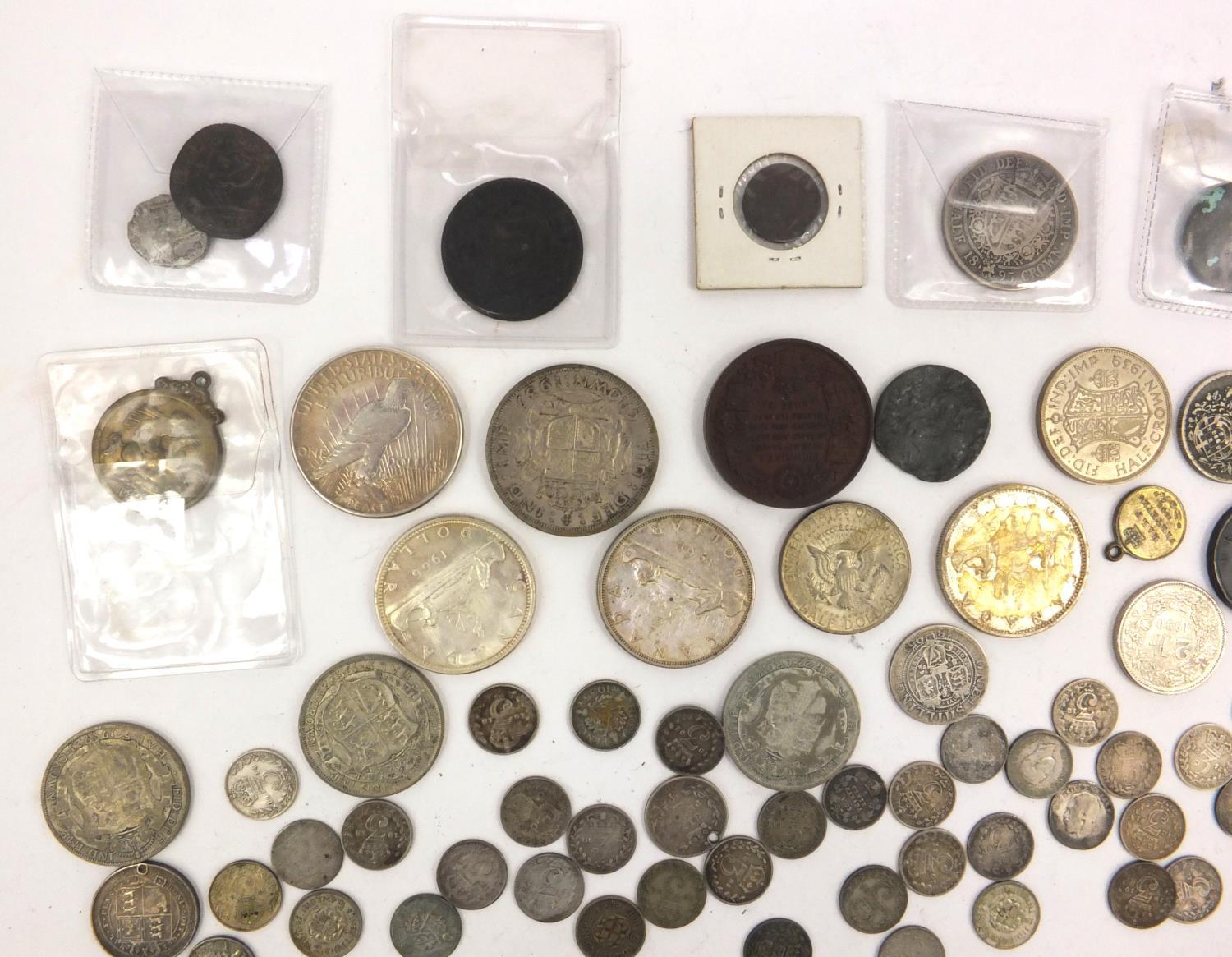 Group of antique and later coinage including some silver examples - half crowns, sixpences, Canadian - Image 17 of 17