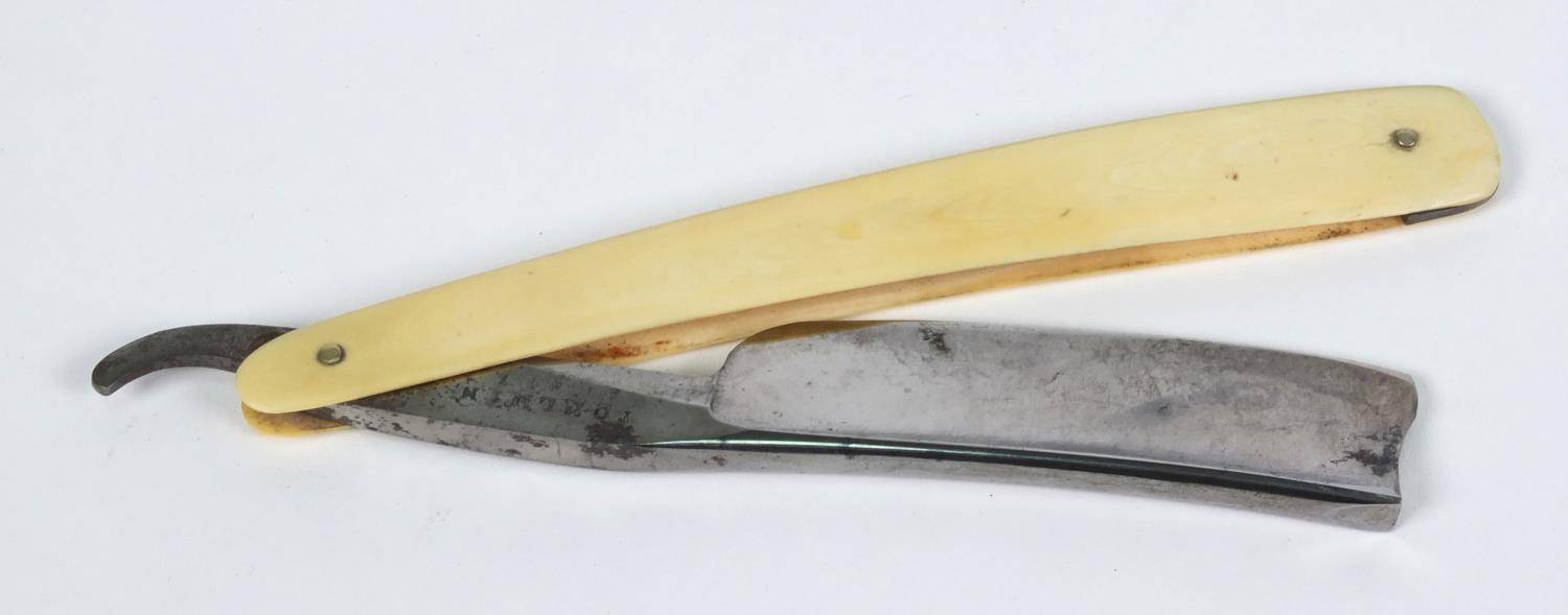 Mappin & Webb oak cased set of two gentleman's ivory handled cut throat razors, Toulmin & Gale, - Image 5 of 6