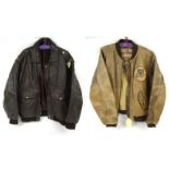 Two gentleman's leather jackets - one for the 61st Fighter Squadron Chevignon Land (This lot was