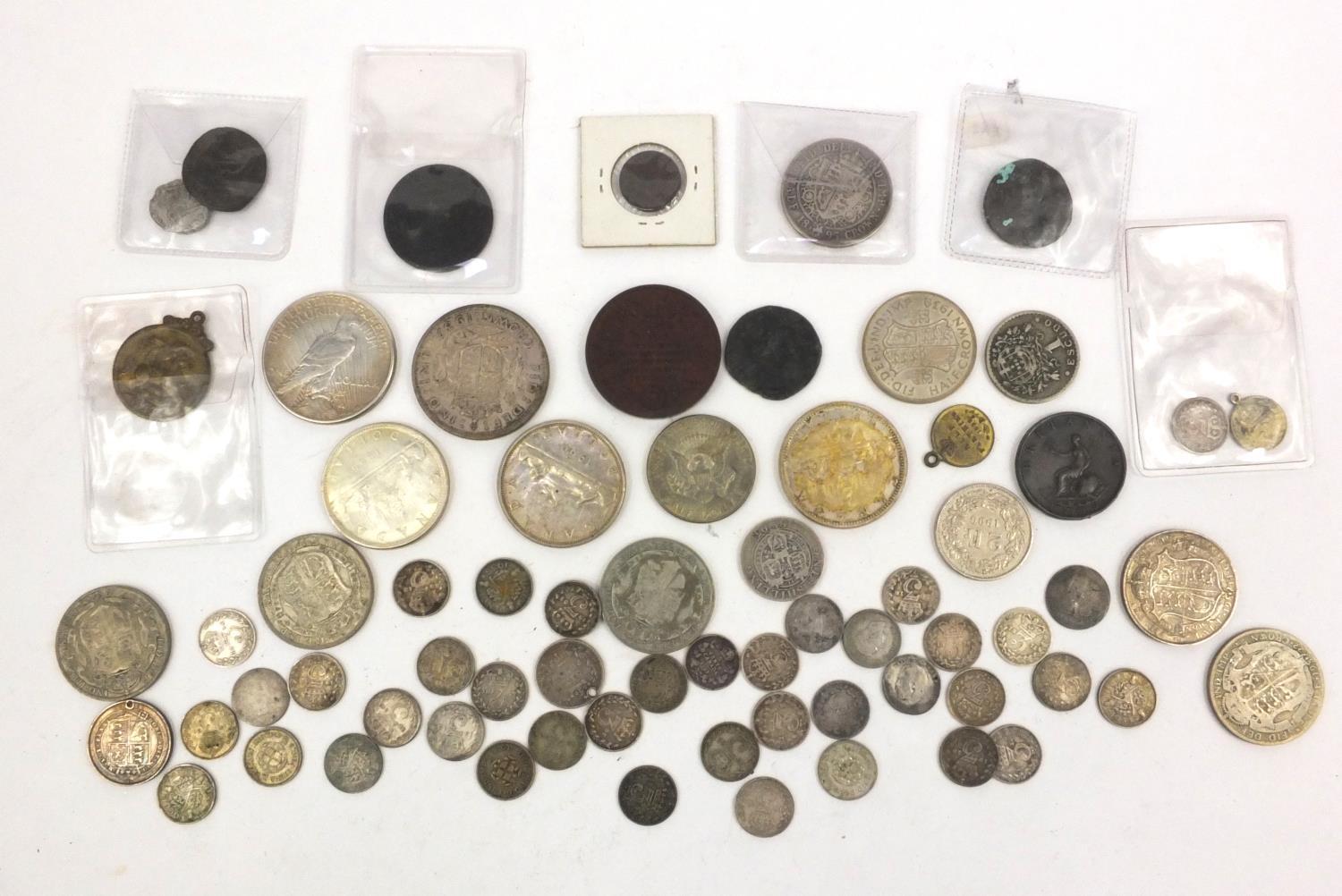 Group of antique and later coinage including some silver examples - half crowns, sixpences, Canadian - Image 10 of 17