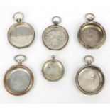 Six silver pocket watch cases, approximate weight 170.0g