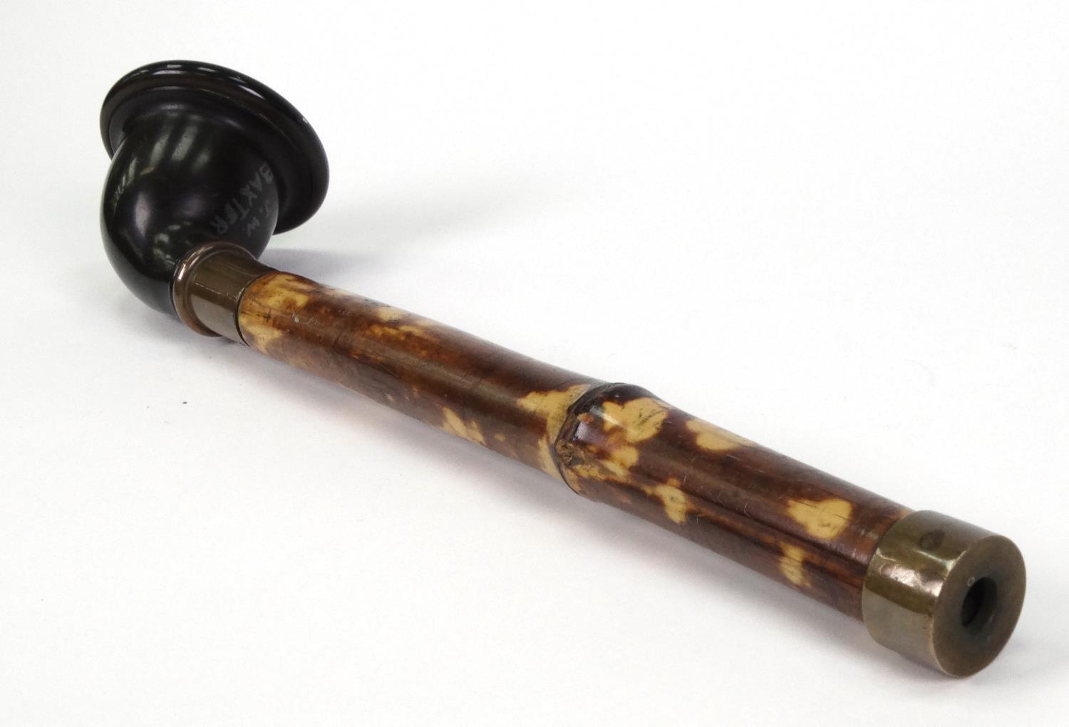 Edwardian vulcanite bamboo handled hearing trumpet aid, Palatine Eng Co Ld, Liverpool, registered - Image 3 of 7