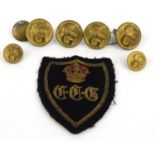 Selection of German military brass badges and a patch for The German Control Commission, the largest