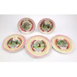 Five Crown Devon Sunderland lustre plates with sailor scenes, the largest 23cm diameter