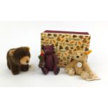 Boxed Steiff Dewdrop Rose porcelain bear, together with a Steiff Brownie bear and Steiff teddy