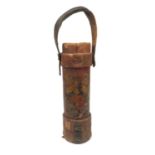 19th Century military interest canvas covered cork shell case holder decorated with a British coat