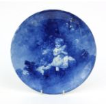 Doulton Burslem blue and white plate from the Children Series, 23cm diameter Generally good