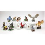 Collection of Lenox collectable birds, owls and swans, the largest 18cm high