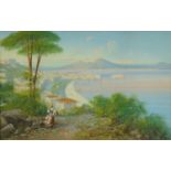 Gouache of a Naples harbour scene, bearing a signature Gianni and an inscription to the reverse,