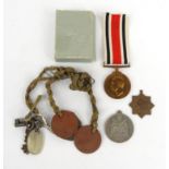 Police Constabulary medal for Maurice Nicholson, together with a Metropolitan Police medal, dog tags