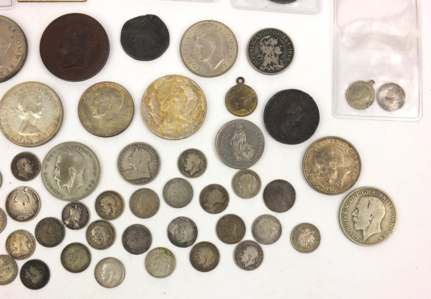 Group of antique and later coinage including some silver examples - half crowns, sixpences, Canadian - Image 4 of 17