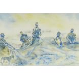 Watercolour onto paper, titled to the reverse 'Chantine Crew', bearing an indistinct signature to