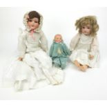 Simon Halbig bisque headed doll, together with two Armand Marseille bisque headed dolls, the