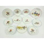 Group of Shelley nursery rhyme items comprising four shallow bowls, six side plates and a saucer,