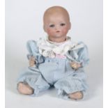 Small Armand Marseille bisque headed baby doll, AM Germany No. 341/4/OR to back, 20cm high