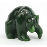 Oriental Chinese green jade carving of a bear, 5.5 high