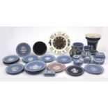 Large collection of Wedgwood Jasperware items including trinkets, boxed plates, vases, jugs, etc