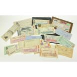 Selection of Victorian and later company cheques, the largest 24cm long