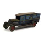 British tinplate clockwork police van, registered Wells London trademark, 24cm long