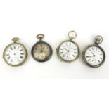 Four gentleman's pocket watches including a Waltham Mass. and a Marine Exhibition example