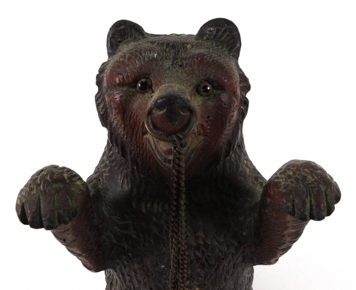 Black Forest carved wooden standing bear with beaded glass eyes, 30cm high - Image 3 of 5