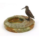 Cold painted bronze Kiwi mounted on a rock effect marble base, 20cm high