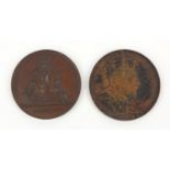 Two bronze medals - one commemorative for the Coronation of Edward and Alexandra in 1902, the