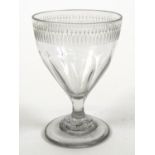 Antique wine glass with etched top, 13cm high Generally good condition, no chips or cracks, there is