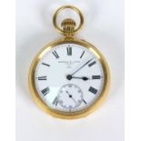 Barraud & Lunds 18ct gold gentleman's open faced pocket watch, 4.8cm diameter, approximate weight