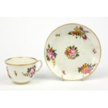 Swansea porcelain cup and saucer hand painted with flowers, the saucer 15cm diameter Generally