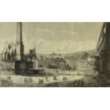 Luigi Rossini - Black and white etching, views of Rome, Monte Quirinale, mounted and gilt framed,
