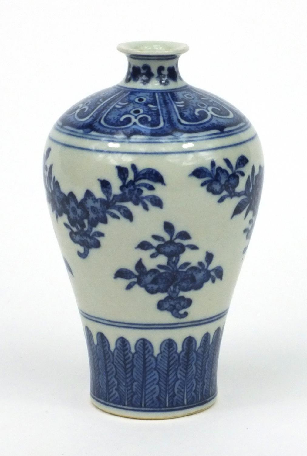 Oriental Chinese porcelain vase hand painted with flowers, character mark to base, 13.5cm high - Image 6 of 7