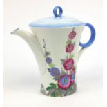 Art Deco Shelley teapot hand painted with flowers, 20cm high Generally good condition, no chips or