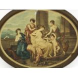 Bartolozzi coloured engraving of The Toilet of Venus after Kauffmann, housed in a gilt frame, 35cm