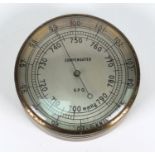 GPO brass compensated barometer with silvered dial, 6cm diameter