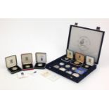 Group of mostly silver proof coins including £1 coins, £2 coins, The Australian Kookaburra, 1oz fine