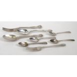 Collection of Georgian and later silver spoons and forks